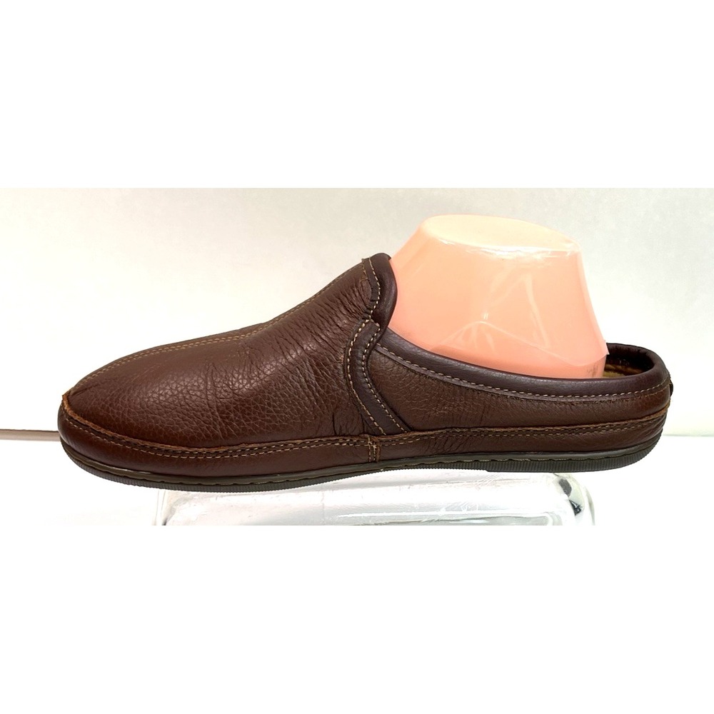 LL BEAN Mens Elkhide Leather Scuff Mule Slippers Indoor Outdoor Padded Size 9M - Picture 2 of 16
